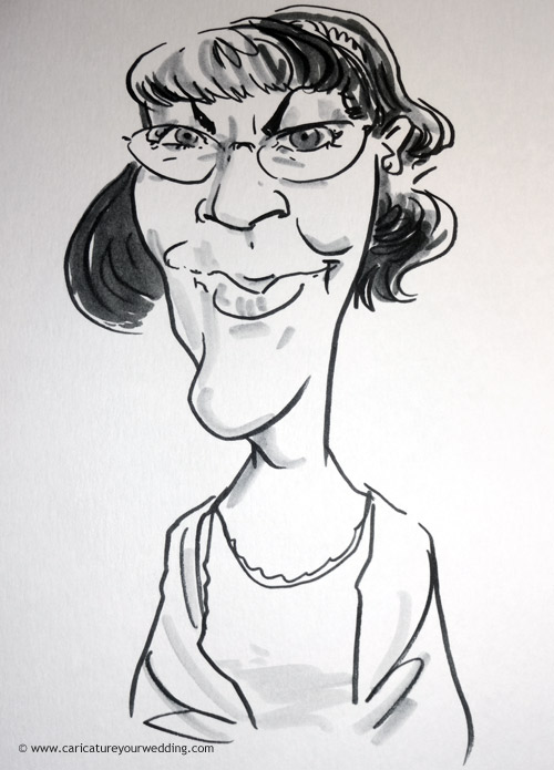 wedding guest caricature by derbyshire and peak district live caricaturist