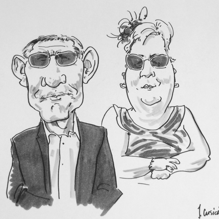 live caricaturist drawing of wedding guests, ashbourne, Peak district wedding in Derbyshire