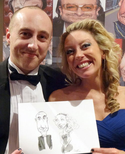 live caricature drawing from black tie event in Redditch, Worcestershire