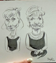 examples of live drawings by caricaturist at charity event