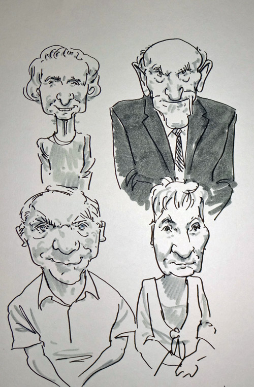 drawing by live caricaturist of guests at a shropshire wedding