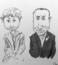 caricaturist drawing of wedding guests in worcester